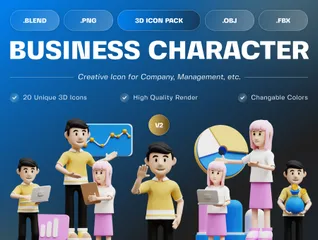 Personaje empresarial vol 2 Paquete de Illustration 3D
