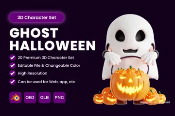 Personaje fantasma de Halloween Paquete de Illustration 3D
