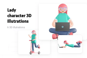 Personaje de dama Paquete de Illustration 3D