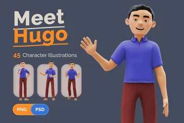 Personaje Hugo Paquete de Illustration 3D