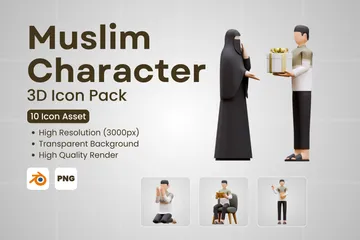 Carácter musulmán Paquete de Illustration 3D