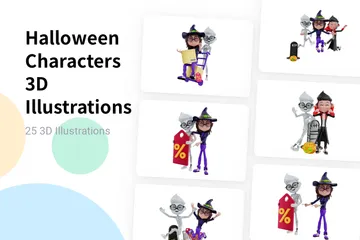 Personajes de Halloween Paquete de Illustration 3D
