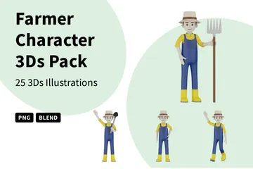 Caractère d'agriculteur Pack 3D Illustration