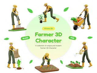 Caractère d'agriculteur Pack 3D Illustration