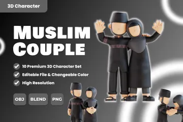 Caractère de couple musulman Pack 3D Illustration