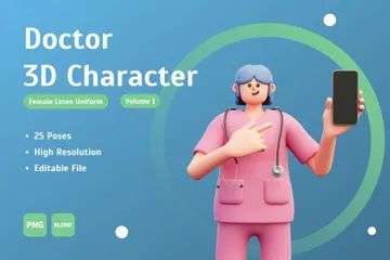 Personnage de femme médecin, tome 1 Pack 3D Illustration