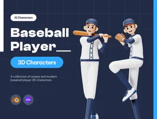 Caractère de joueur de baseball Pack 3D Illustration