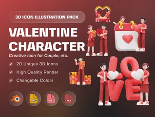 Caractère de la Saint-Valentin Pack 3D Illustration