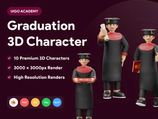 Caractère de remise des diplômes Pack 3D Illustration