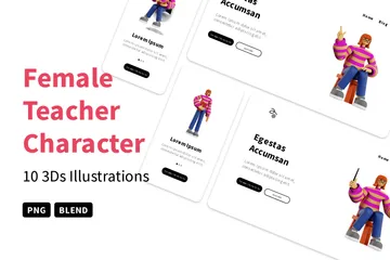 Caractère d'enseignante féminine Pack 3D Illustration