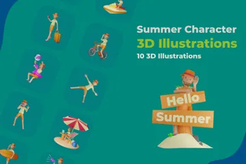 Caractère d'été Pack 3D Illustration