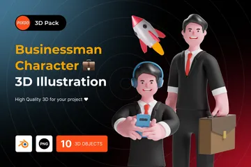 Caractère d'homme d'affaires Pack 3D Illustration