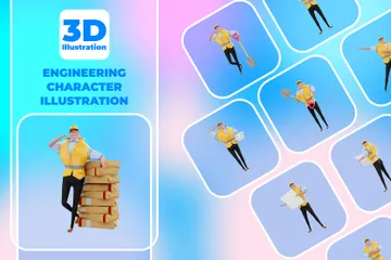 Caractère d'ingénierie Pack 3D Illustration