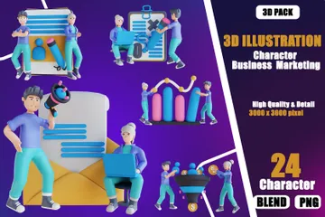 Marketing d'entreprise de caractère Pack 3D Illustration