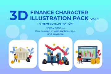 Personnage financier Vol 1 3D Illustration Pack