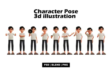 Pose du personnage Pack 3D Illustration
