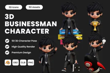 Personnages d'homme d'affaires Pack 3D Illustration