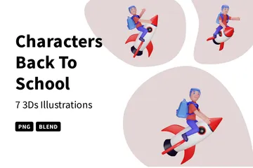 Personnages de retour à l'école Pack 3D Illustration