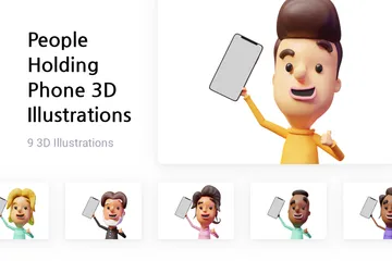 Pessoas segurando telefone Pacote de Illustration 3D