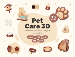 Clínica de cuidado de animais domésticos Pacote de Icon 3D