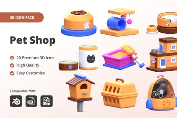 Loja de animais Pacote de Icon 3D