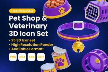 Pet Shop & Veterinary 3D Icon Pack