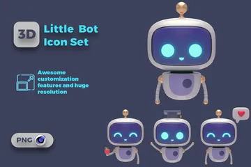 Petit robot Pack 3D Illustration