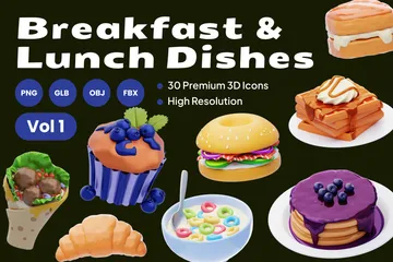 Plats pour le petit-déjeuner et le déjeuner Vol 1 Pack 3D Icon