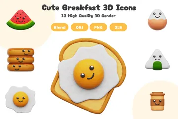 Joli petit déjeuner Pack 3D Icon