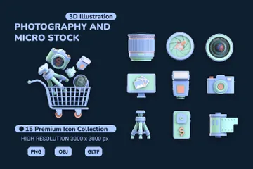 Photography And Micro Stock 3D Icon Pack