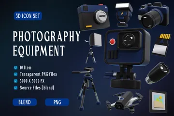 Photography Equipment 3D Icon Pack