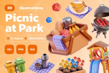 公園でピクニック 3D Iconパック