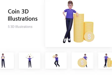 Pièce de monnaie Pack 3D Illustration