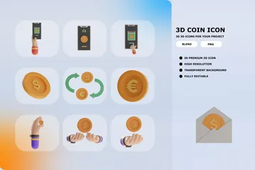 Pièce de monnaie Pack 3D Icon