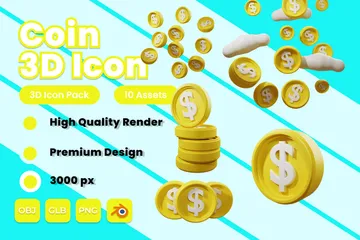 Pièce de monnaie Pack 3D Icon