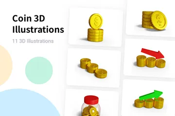 Pièce de monnaie Pack 3D Illustration