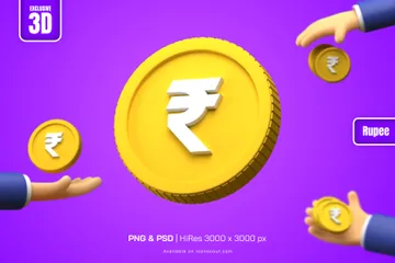 Pièce de monnaie en roupie Pack 3D Illustration
