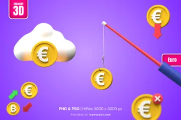 Pièce en euros Pack 3D Illustration