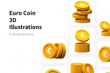 Pièce en euros Pack 3D Illustration