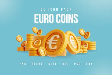 Pièce en euros Pack 3D Icon