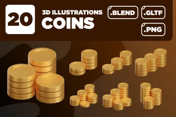 Pile de pièces de monnaie Ver. 03 Pack 3D Icon