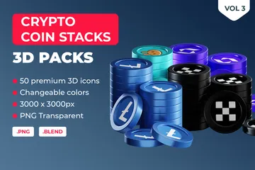 Pilhas de moedas criptográficas Vol 3 Pacote de Icon 3D