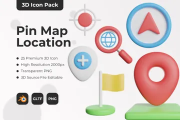 Pin Map Location 3D Icon Pack