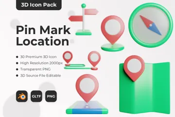 Pin Mark Location 3D Icon Pack