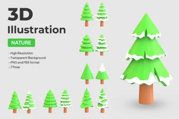 Pine Tree 3D Illustration Pack