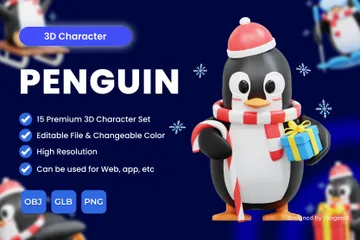 Pinguim Pacote de Illustration 3D