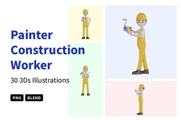 Pintor Operário da Construção Civil Pacote de Illustration 3D