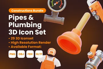 PIPES AND PLUMBING 3D Icon Pack