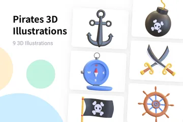 Piratas Pacote de Illustration 3D