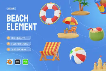 Plage d'été Pack 3D Icon